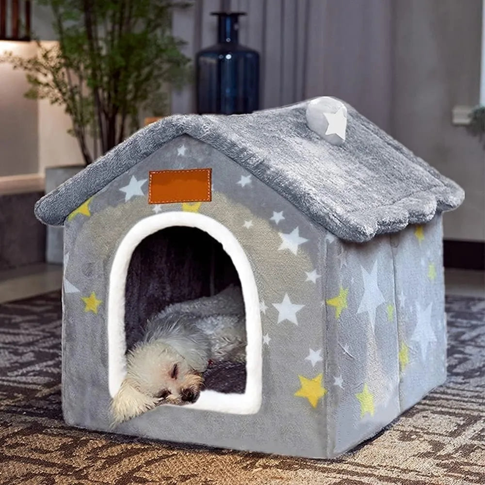 Dog House Indoor Memory Sponge, Foldable Dog House Kennel Bed Mat with Cushion for Small Medium Large Dogs Cats, Winter Warm Cat