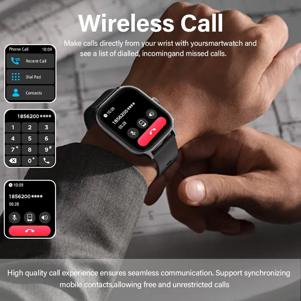 LAXASFIT New Smart Watch 2.01 Inch Smart Watch Bluetooth Call Men Women IP68 Waterproof Sports Fitness Smart Watch