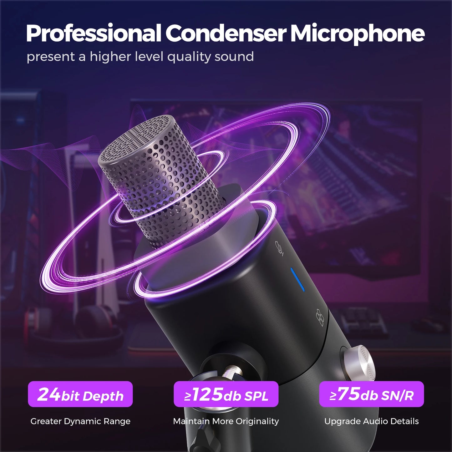 NearStream Desktop Microphone Condenser USB XLR US Local Shipping Plug-and-Play Professional Mic pc for Gaming Streaming