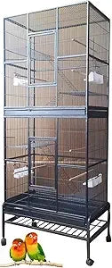 74" Large Double Separate Stackable Wrought Iron Breeding Bird Flight Parrot Cockatiel Conure Breeder Cages Side Nesting Doors D