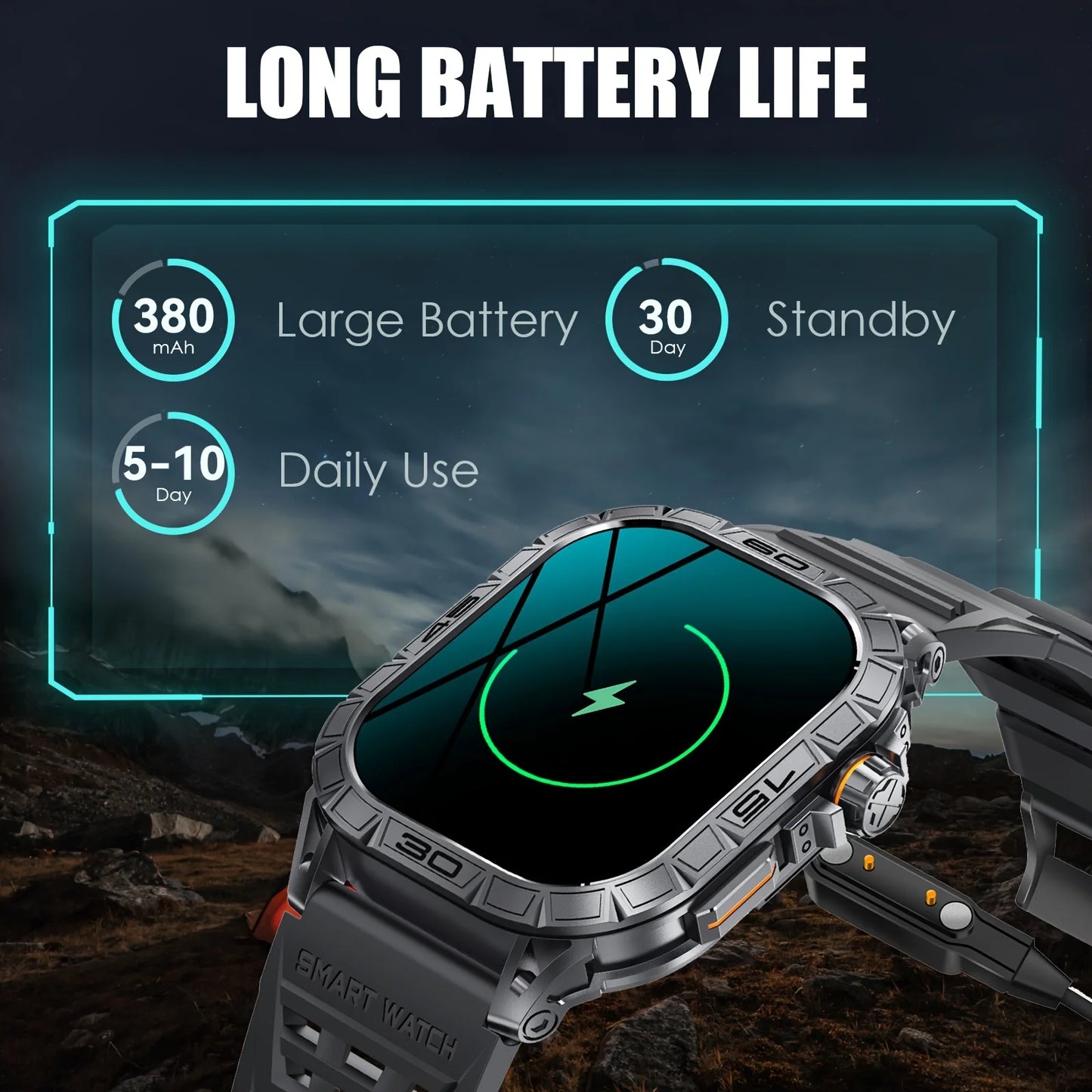 LaNikar New Smart Watch ED Display 100+ Sport Mode With Compass IP68 Waterproof Bluetooth Call Heart Rate Blood Pressure Men K63