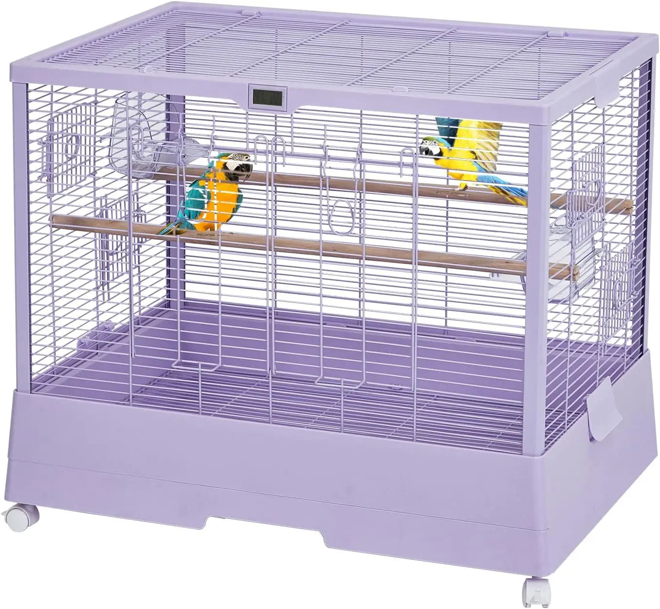 Breeding Bird Cage, Parrot Cage, Stackable Center Divided Breeder,Seperate Removable Tray, Removable Divider, Lockable Caster, f