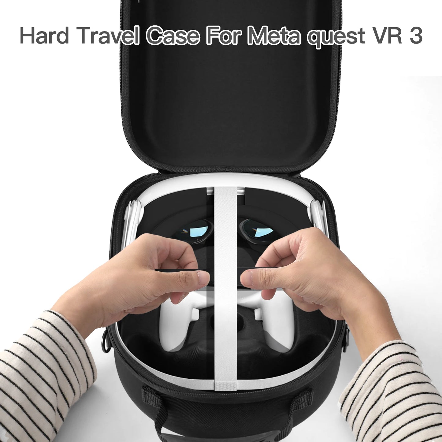 Hard Shell Case Len Cover Shockproof Portable Storage Bag Cable Ties With Shoulder Strap for Meta Quest 3 VR Headset Controller