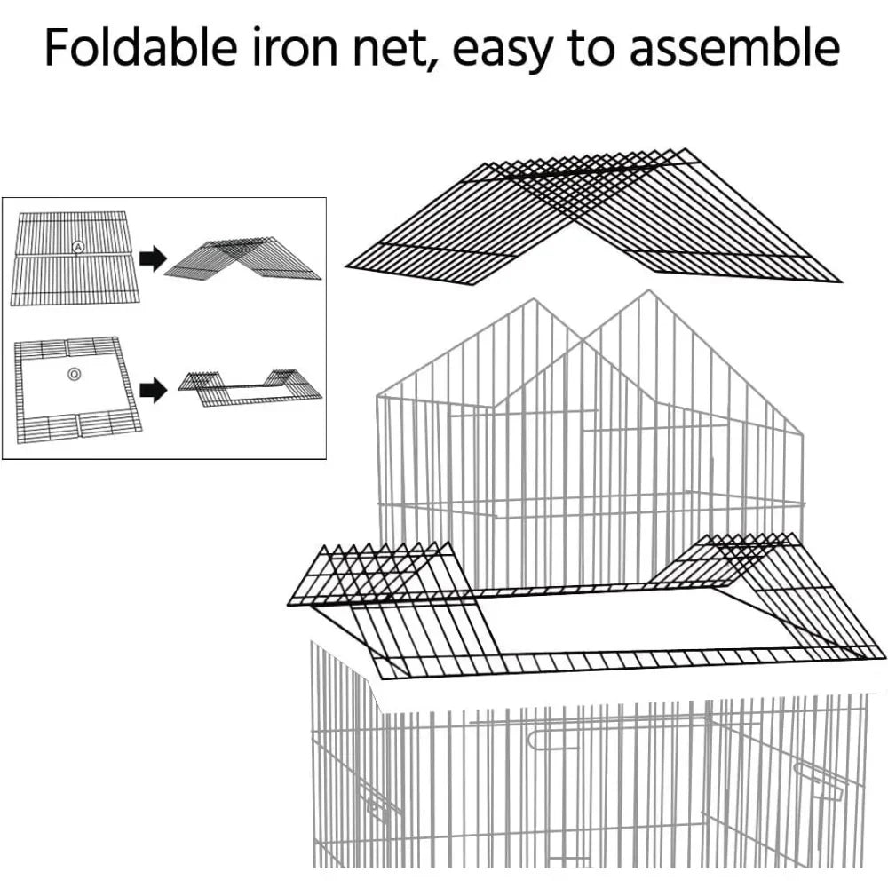 Cage 55-inch Rolling Standing Triple Roof Medium Parrot Cage Pet Bird Cage with Detachable Stand for Cockatiels