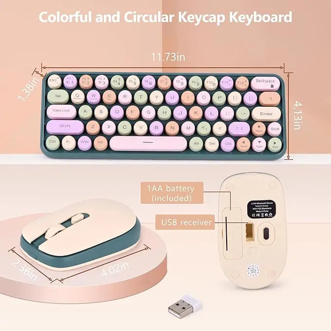 2.4G Wireless Keyboard & Mouse Combo, Portable%60 Small Typewriter Keyboard for Office PC Computer Laptop Desktop Windows