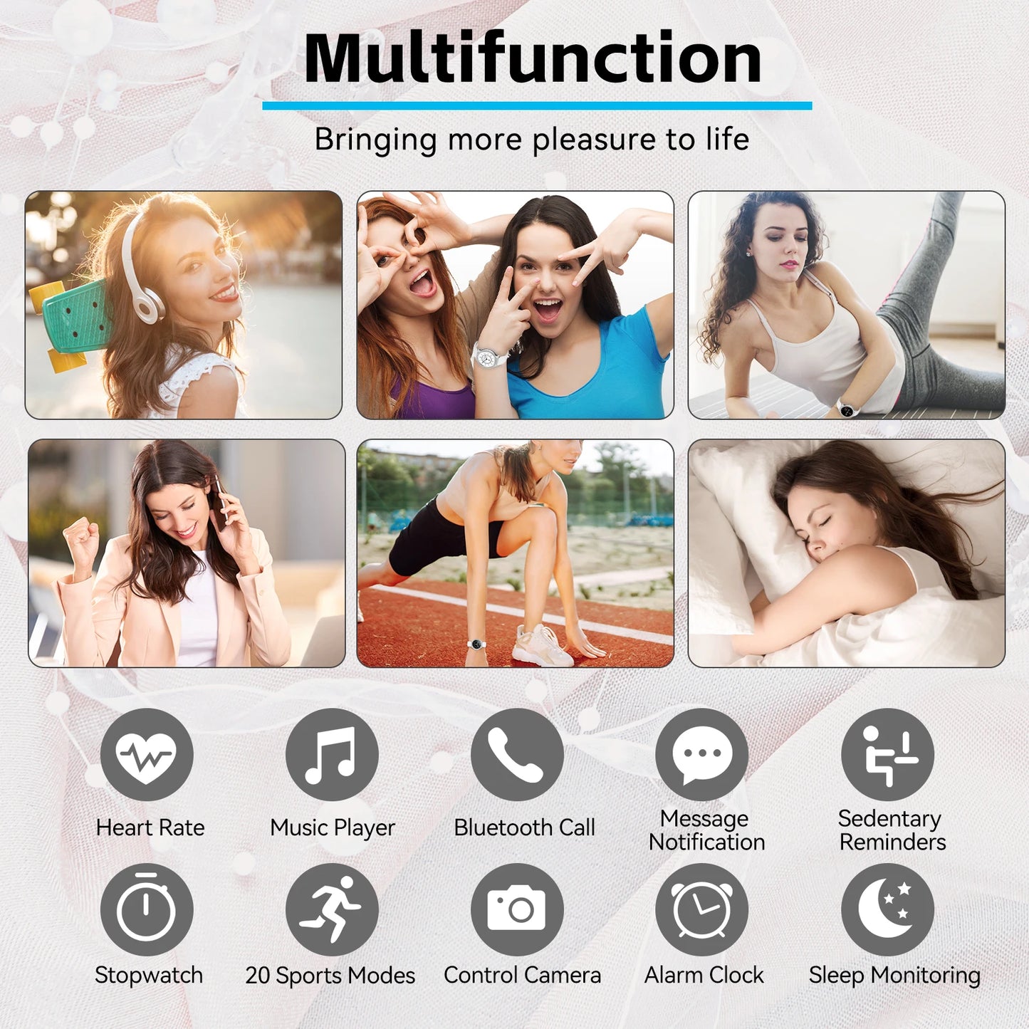 LaNikar Smart Watch for Women Smartwatch Fitness Tracker Watch with Heart Rate/Sleep Monitor/Pedometer for iPhone Android Phones