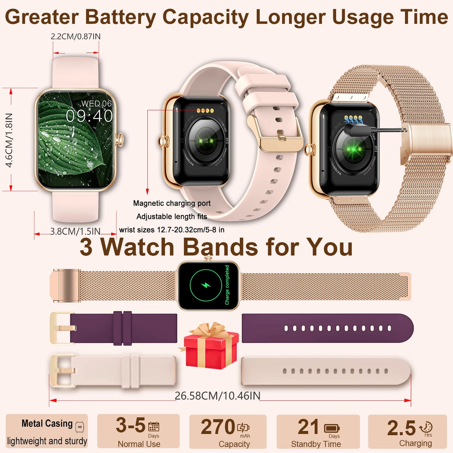 1.85"Smart Watch for Women/Men (Answer/Make Calls)Fitness Tracker Watch for iPhone/Android Phones, Pedometer, QR Code Payment/Sp