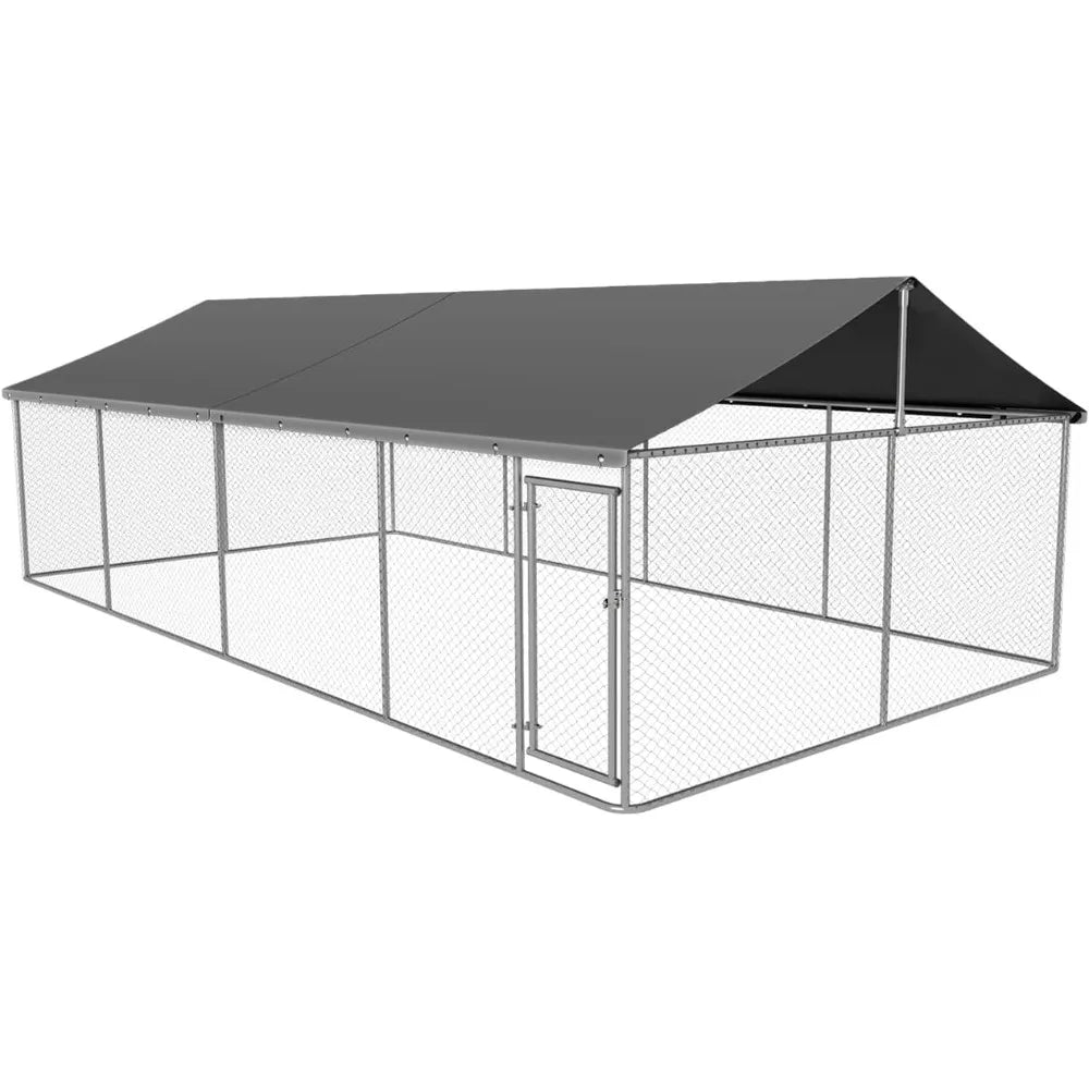 Outdoor Dog Fence, Heavy Duty Dog kennel, Pet Cage, Mesh Dog Cage Steel Fence with Safety Lock