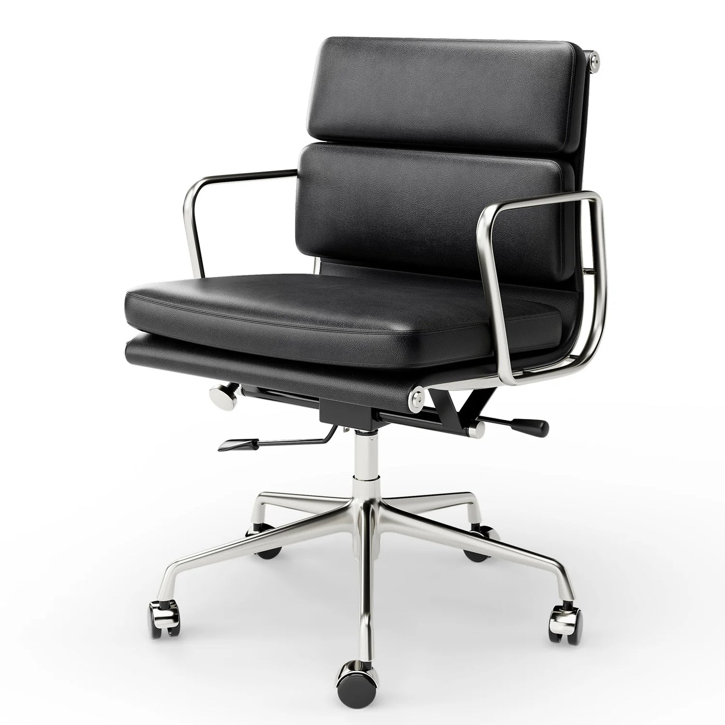 Adjustable Swivel Rolling Office Chairs Soft Pad Genuine Leather Chairs Mid Back Executive Desk Office Chair Computer Chairs