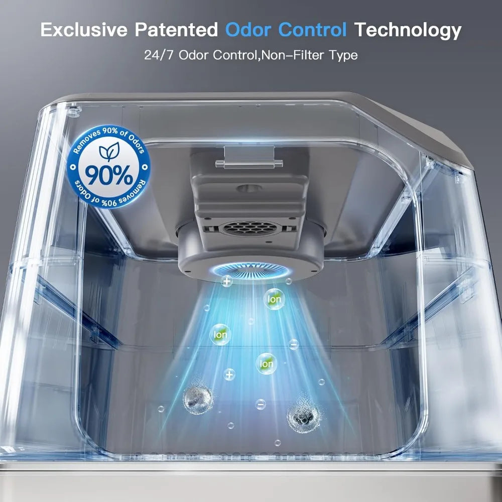 Odor Control XXL Stainless Steel Litter Box for Big Cats, Multiple Cats - Enclosed with Lid, Easy Clean, Anti-Urine Leakage