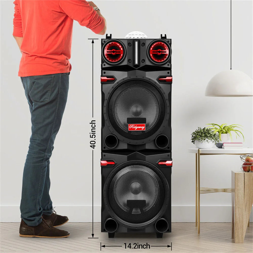 9000W Bluetooth Speaker Dual 10" Woofer Rechargable For Party FM Karaok DJ AUX Heavy Bass Sound System Speaker Led Light w/Mic