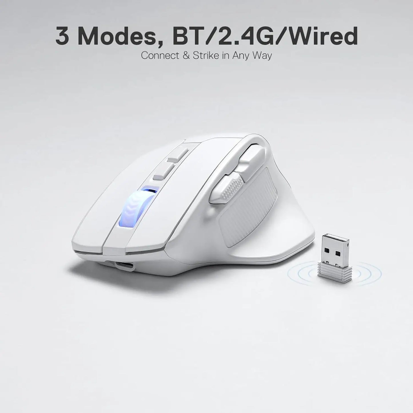Redragon M806 Wireless Gaming Mouse, 7 Programmable Buttons Wired RGB Gamer Mouse w/ 3-Mode Connection, BT & 2.4G Wireless