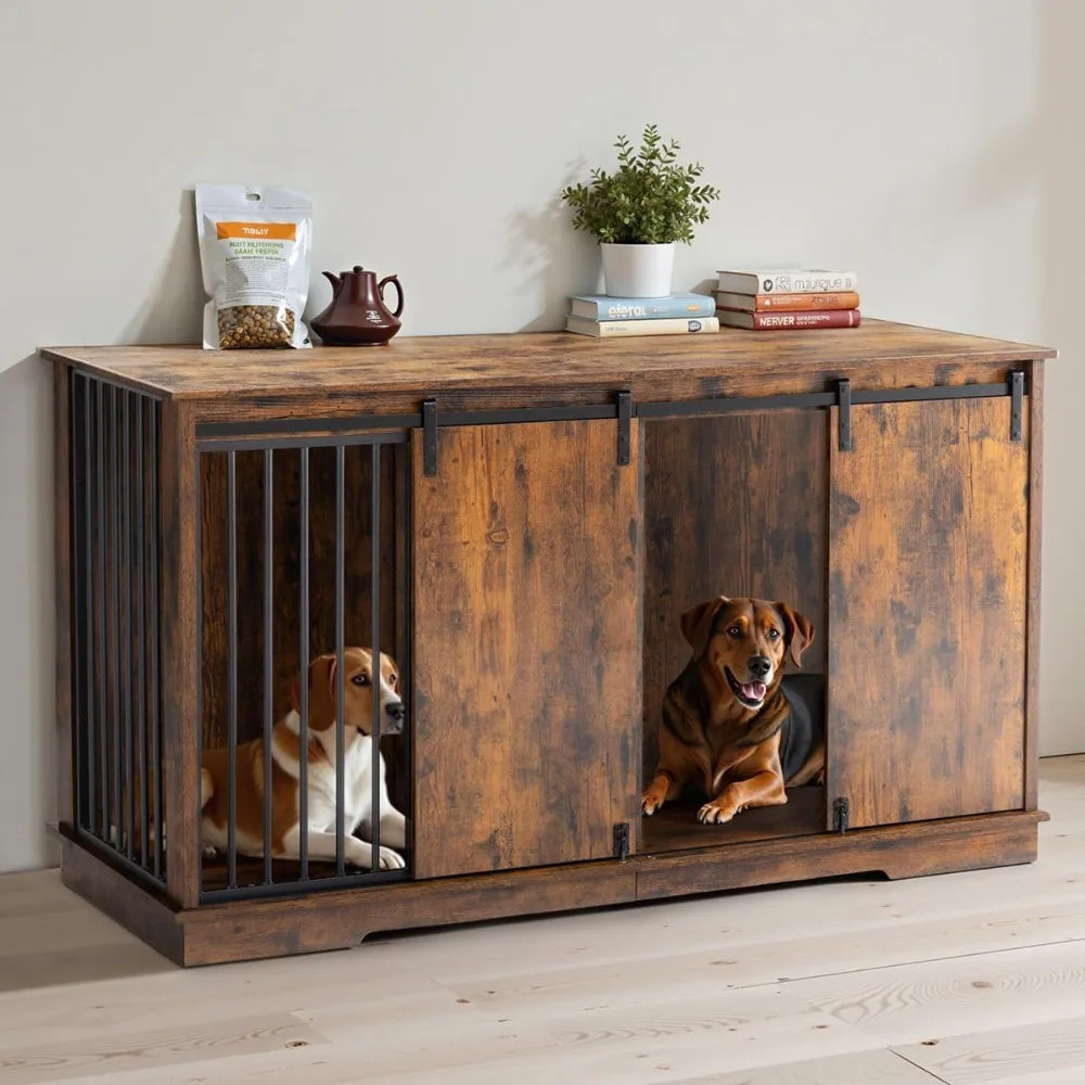 Dog Crate Furniture, 60.6 inch Dog Kennel Furniture with Removable Divider, Small Medium Breeds, TV Stand, Side Table, Display S