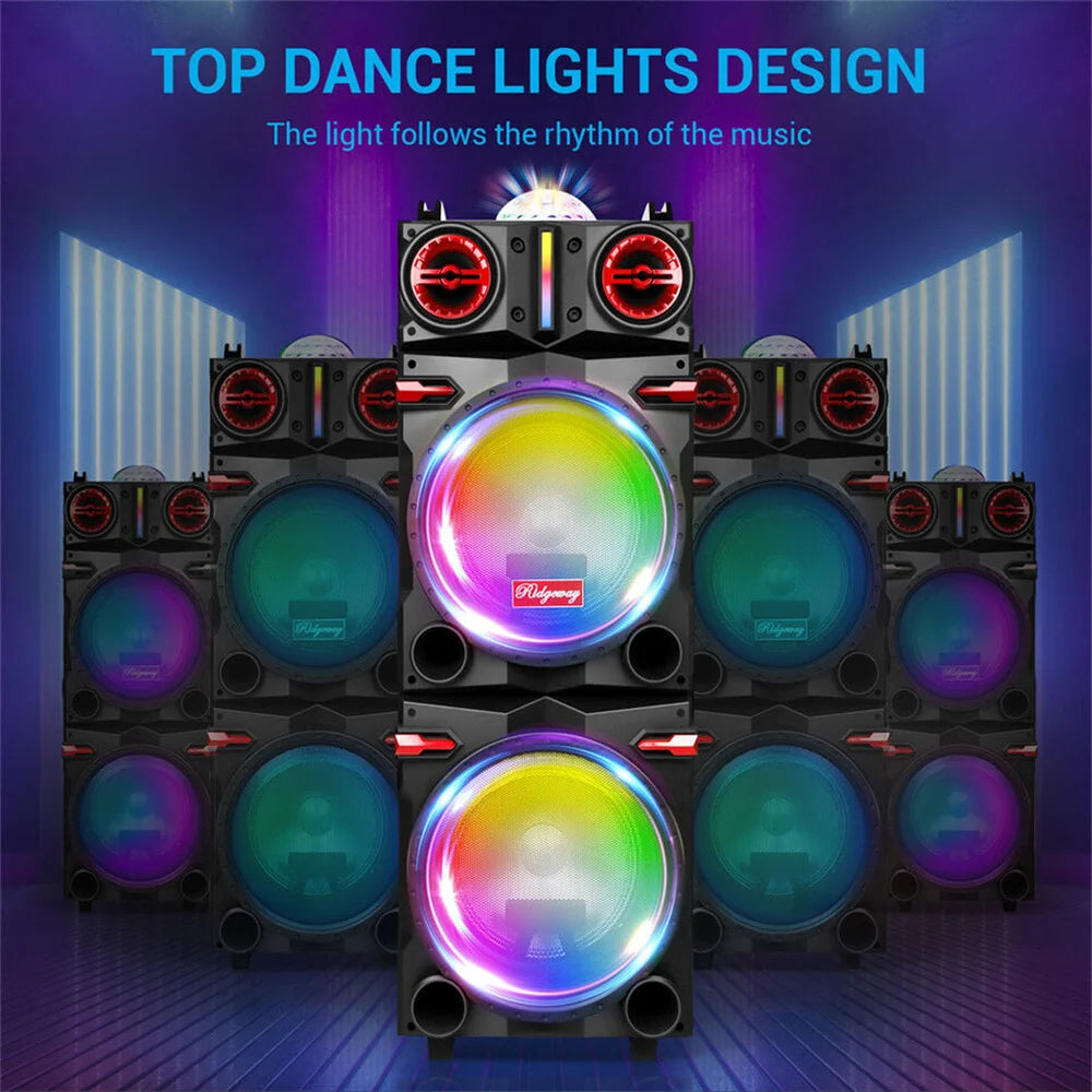 9000W Bluetooth Speaker Dual 10" Woofer Rechargable For Party FM Karaok DJ AUX Heavy Bass Sound System Speaker Led Light w/Mic