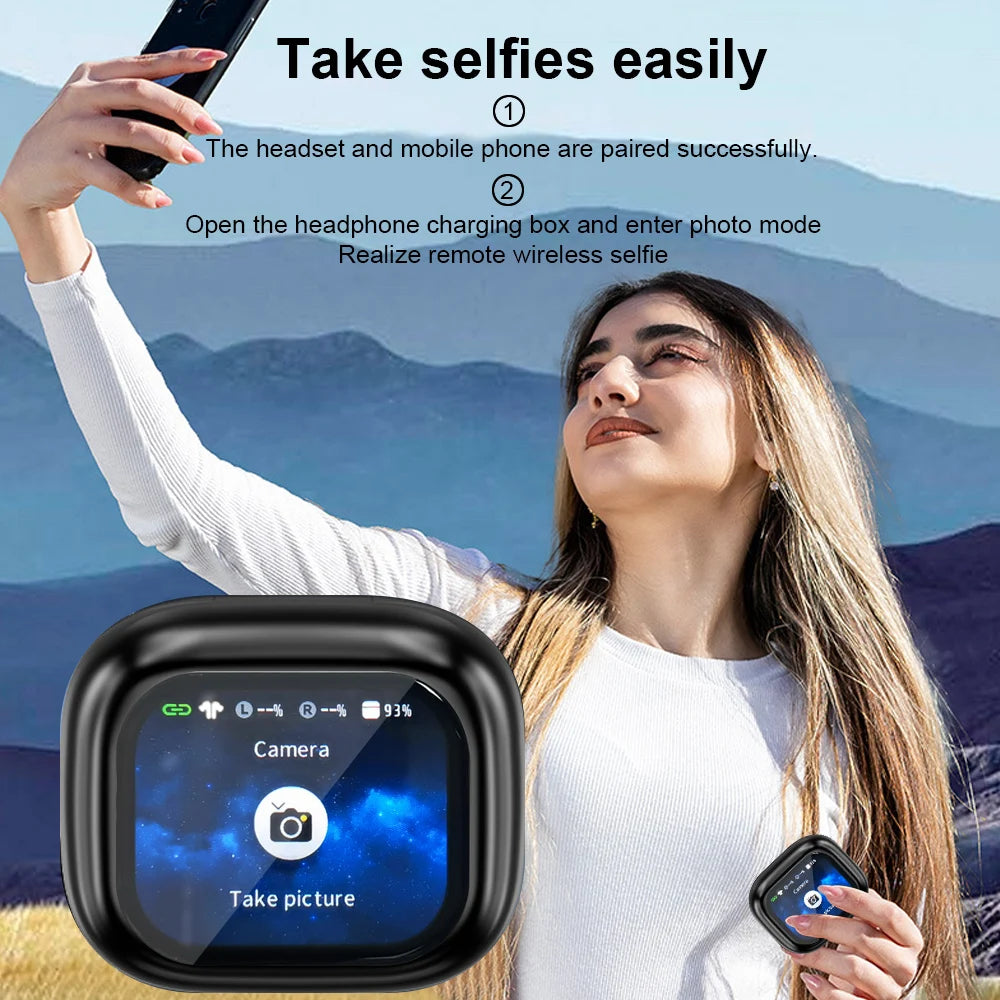 Original TWS Wireless Bluetooth Earphones Earbuds Smart LCD Touch Screen With APP HiFi Stereo Sound Headphones HD Call