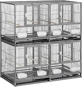 Double Story Divided Breeder Bird Cage for Small Parrots Parakeets Canaries Cockatiels Lovebirds Finches Budgies Quaker, Black