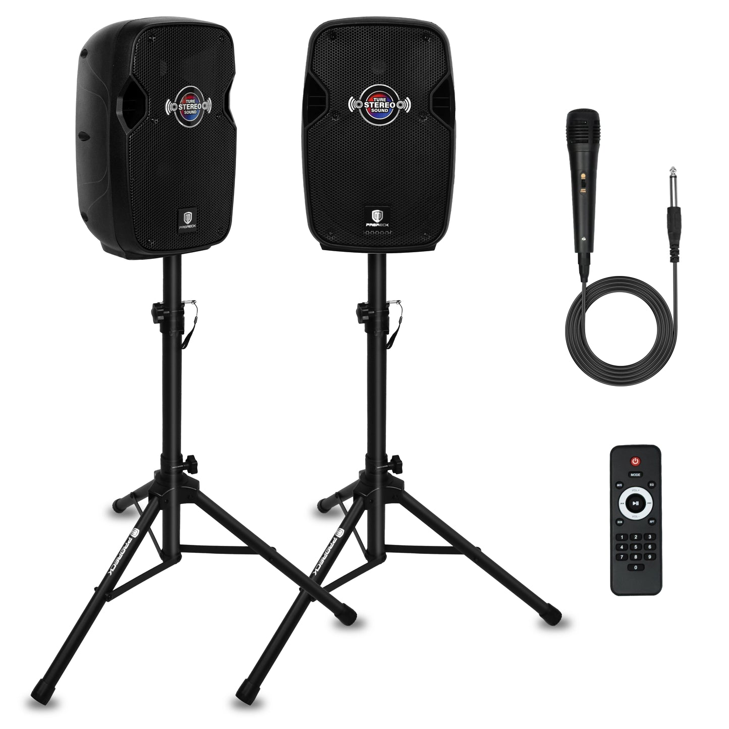 PRORECK 8" Portable PA System - 650W Peak Power Bluetooth Speaker with Microphone, Stands & Remote for Karaoke, DJ Parties