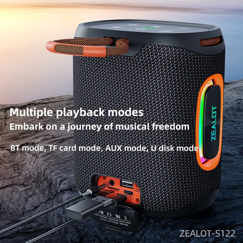 Zealot-S122 Bluetooth Speaker BT5.3 Wireless IPX6 Waterproof Shower Speaker,25W HiFi Stereo Sound,TWS Pairing,20H Music Playtime