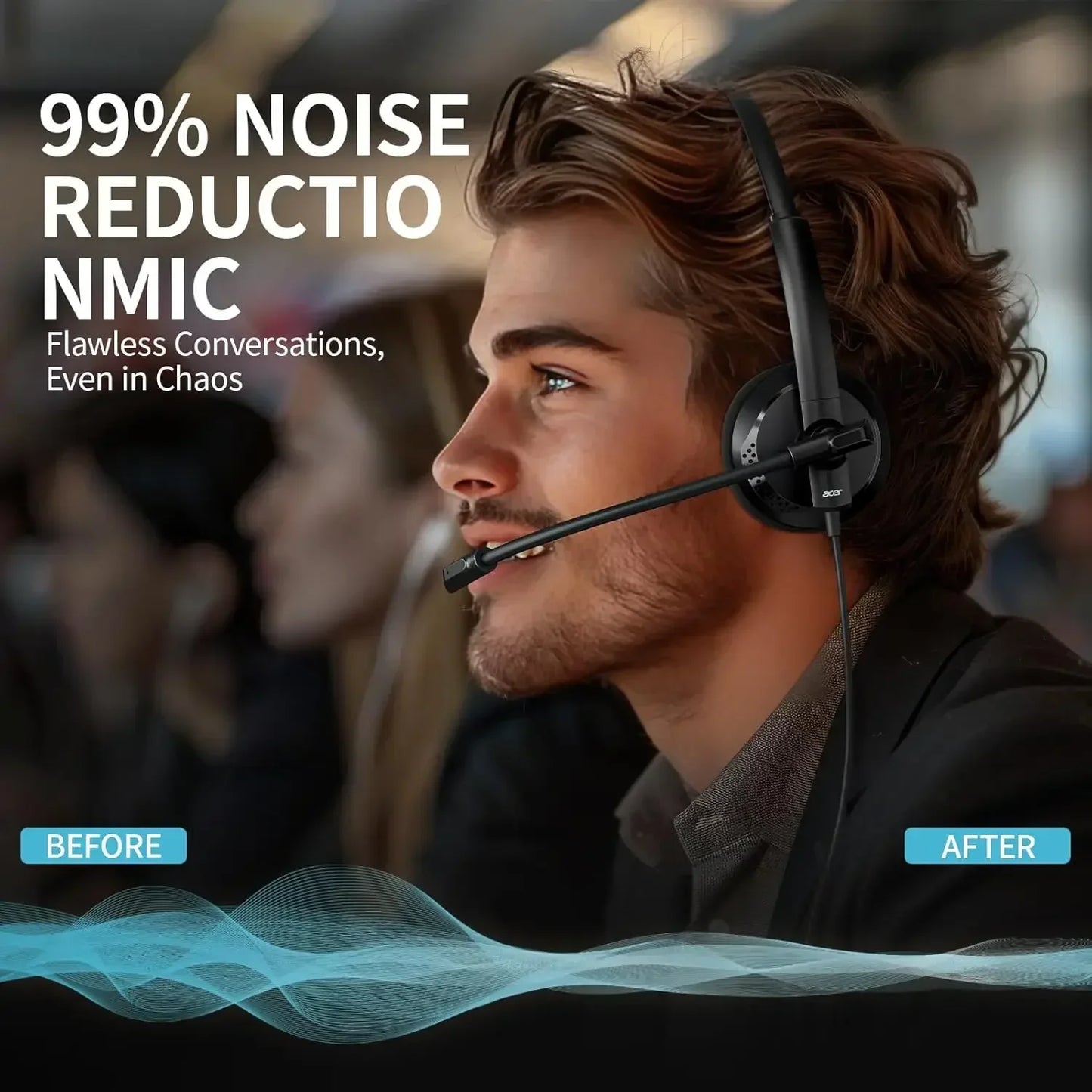 Headset with MIC for PC Wired Headset with Mic for Office Remote Work Call Center Comfortable Design for Long Wear