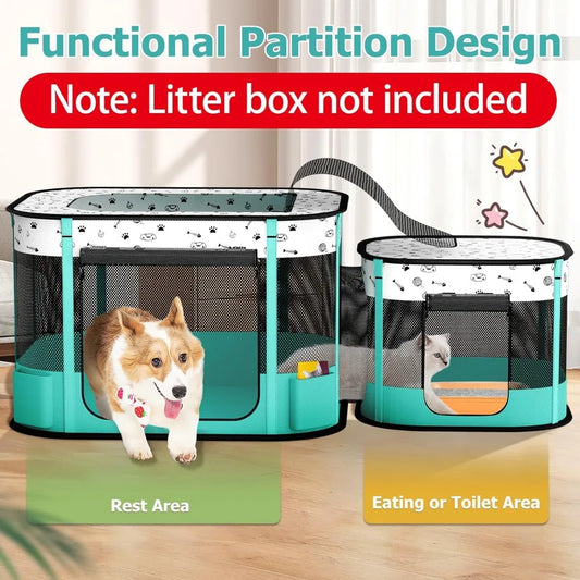 Portable Cat Playpen, Foldable Pet Dog Playpen, for Kitten Puppy Play Pen Indoor/Outdoor, Cats Enclosure Cages Tent with Carryin