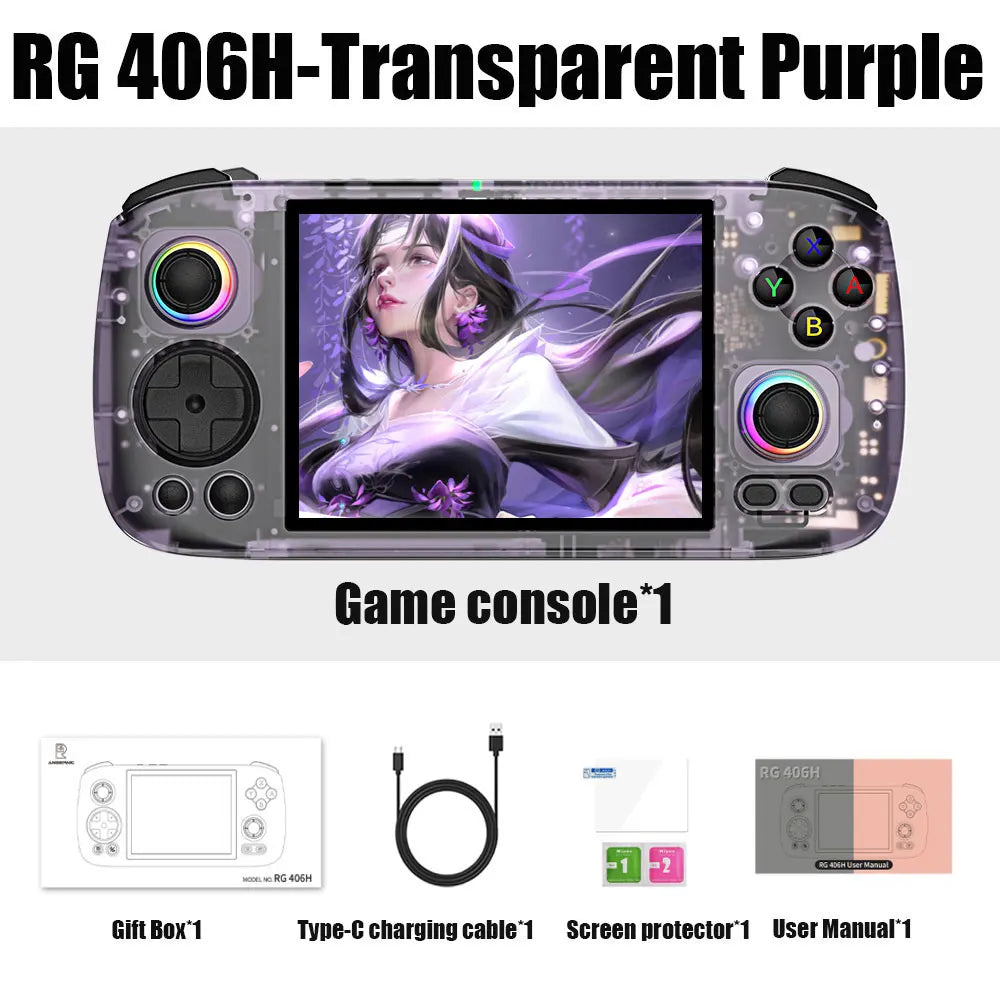 ANBERNIC RG406H Handheld Game Console 4 Inch IPS Multi-touch Screen Android 13 3D Hall joystick hall trigger Video Game RG 406H