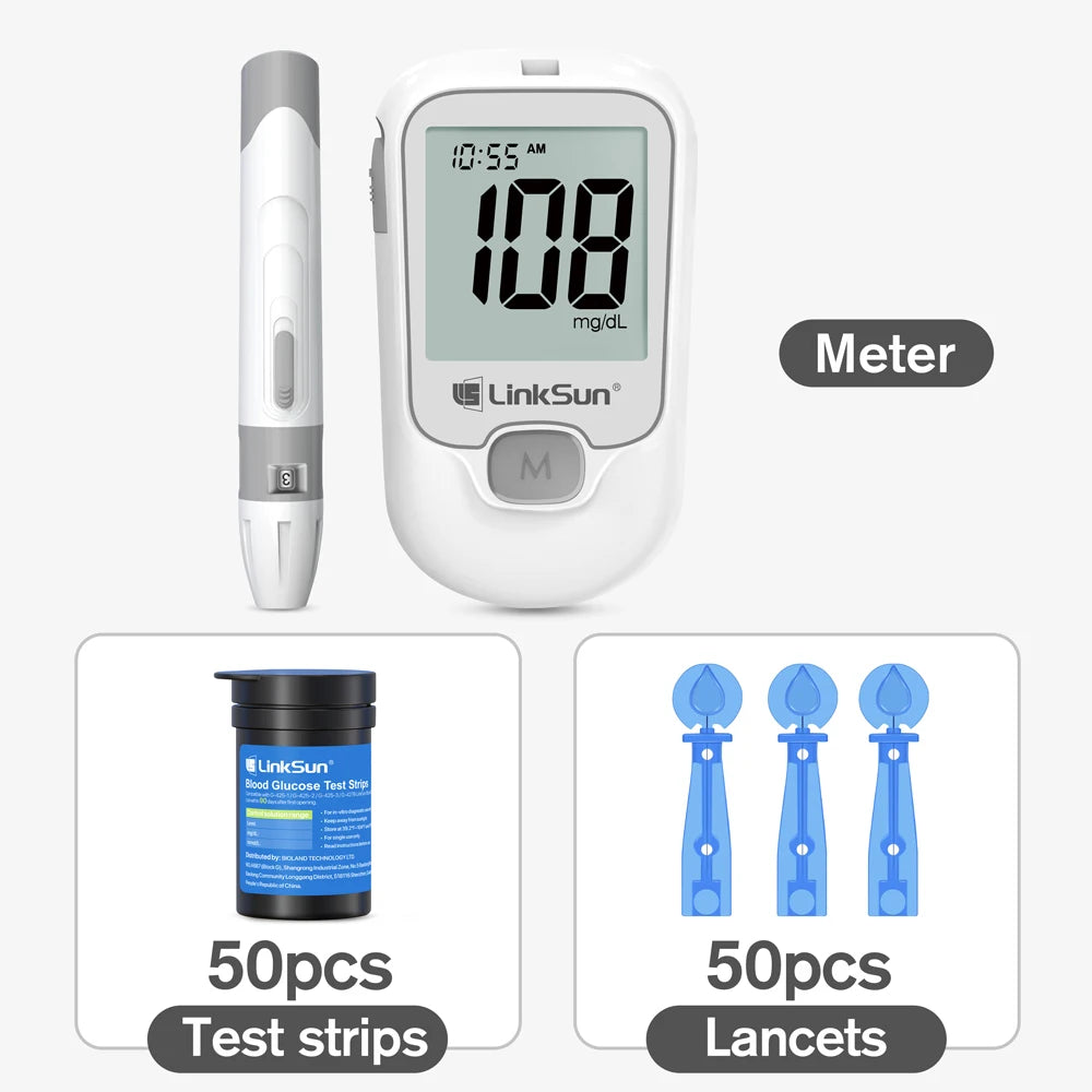Blood Glucose Meter LinkSun G-425-3 Glucometer 50/100pcs Diabetes Tester Blood Sugar Monitor Digital Glucosemeter Complete Kit