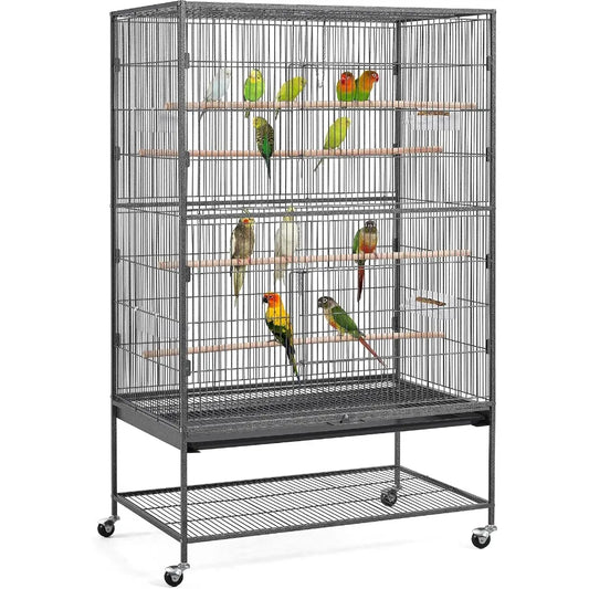 60.5inch Extra Large Metal Bird Cage with Spacious Flight Area Ideal for Cockatiels African Greys Quakers Green Cheek Conures a