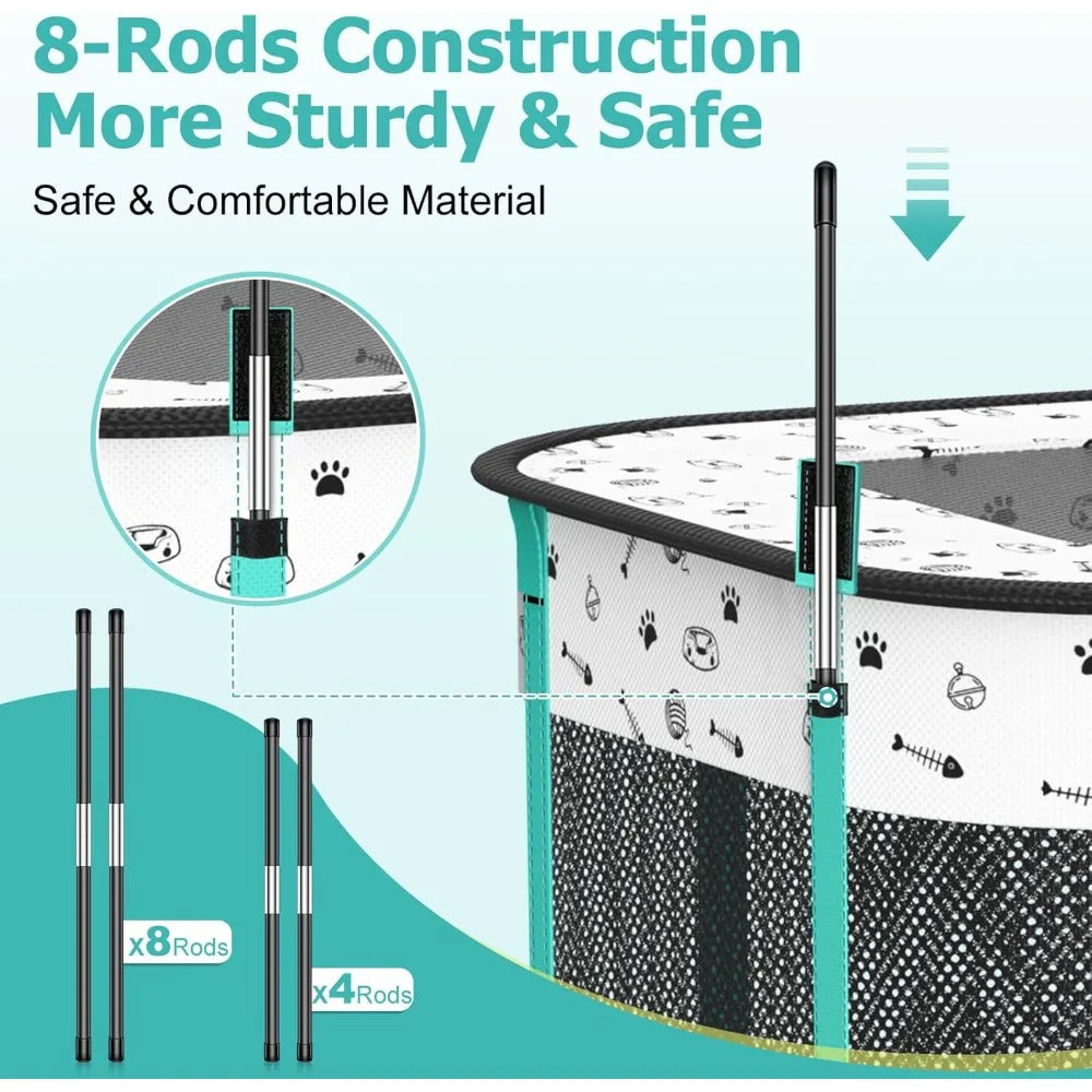 Portable Cat Playpen, Foldable Pet Dog Playpen, for Kitten Puppy Play Pen Indoor/Outdoor, Cats Enclosure Cages Tent with Carryin