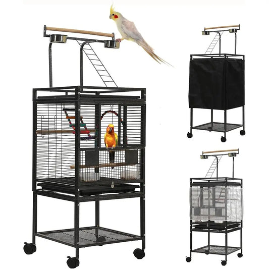 Compact 51 Bird Cage with Stand, Ideal for Parakeets, Parrots, and Lovebirds, Complete with Toys and Accessories