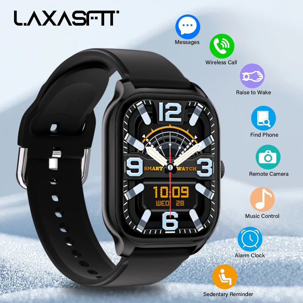 LAXASFIT 2.01 inch smartwatch fitness bracelet bluetooth call health monitoring heart rate smartwatch men android IOS watch
