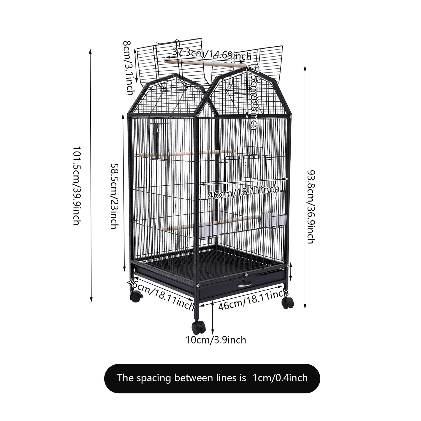 6.9in Large Bird Cage Iron Large Outdoor Parrot Cage for Parrot Finch Cage Macaw Cockatoo Flight Cages Large Finch Bird Cage wit