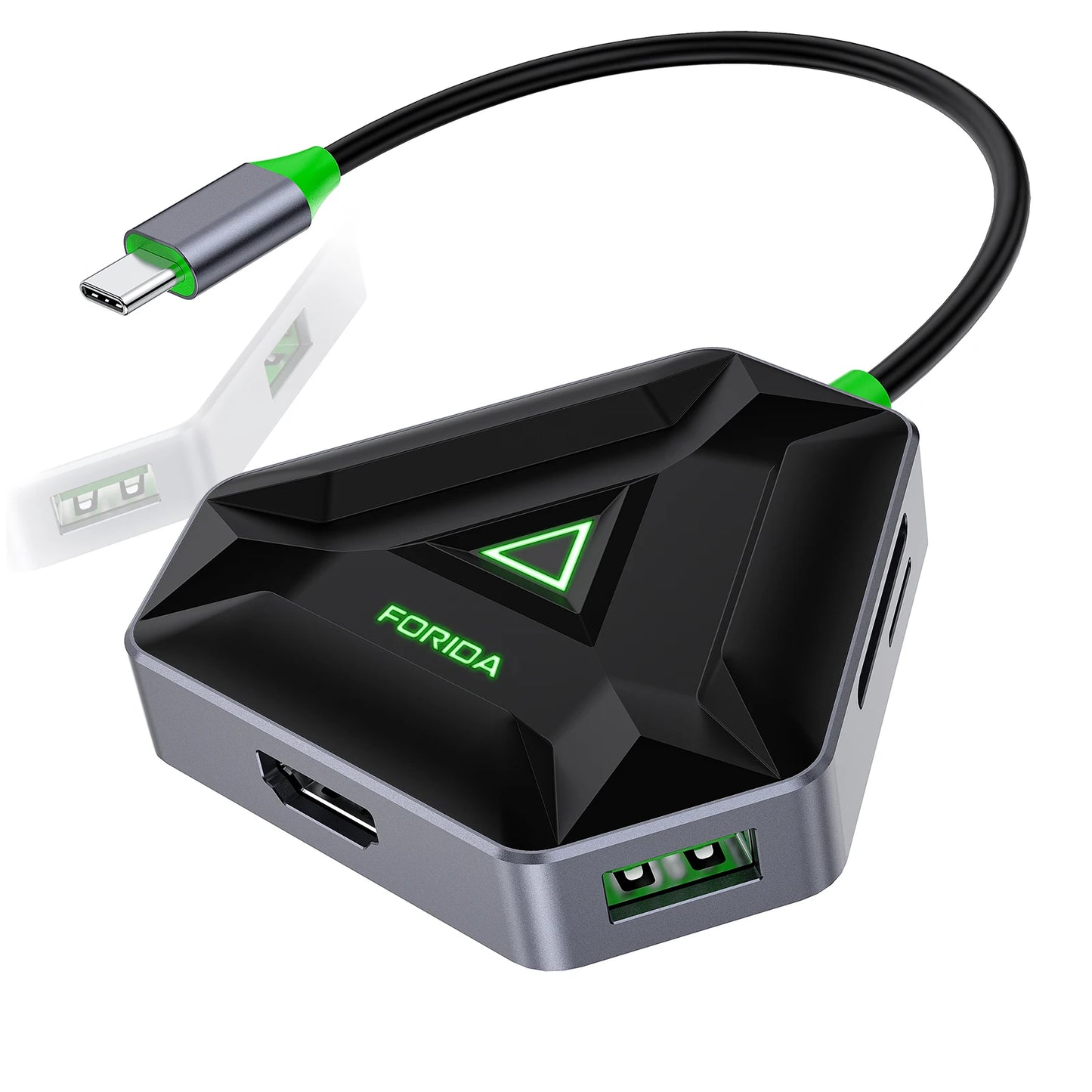 FORIDA 6in1 Triangle USB C HUB 4K@30Hz HDMI Docking Station 3* USB 3.0 SD/TF Card   Reader for Macbook Dell Lenovo ASUS