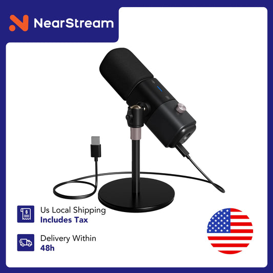 NearStream Desktop Microphone Condenser USB XLR US Local Shipping Plug-and-Play Professional Mic pc for Gaming Streaming