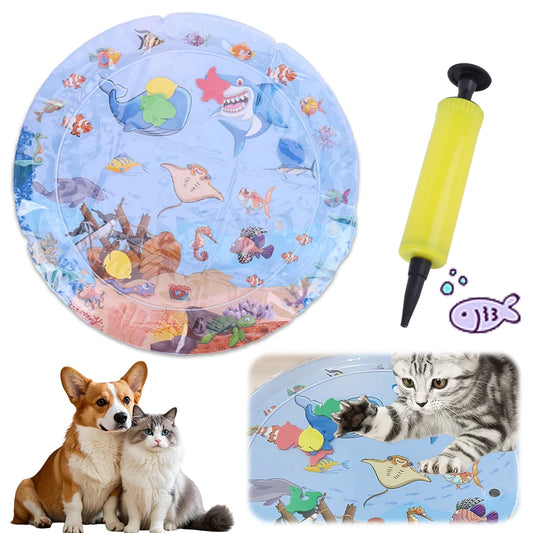 Extra Thick Cat Water Sensory Playmat  Cat Toys Aqua Interactive Cat Play Mat Bored Pet Cat Kicker Toys Pet Cooling Mat