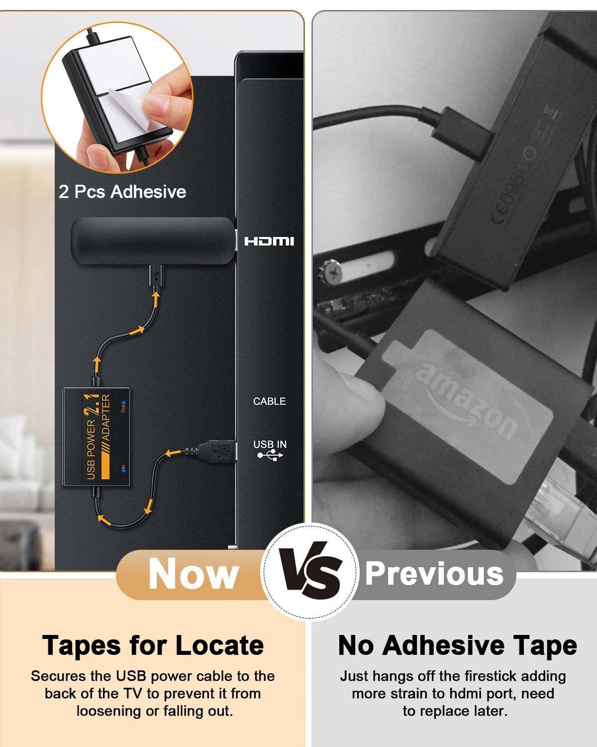 1800mAh Stabilized Supply USB Power Cable USB Power Cable for Amazon Fire TV Sticks Firestick Adapter Support 4K Video