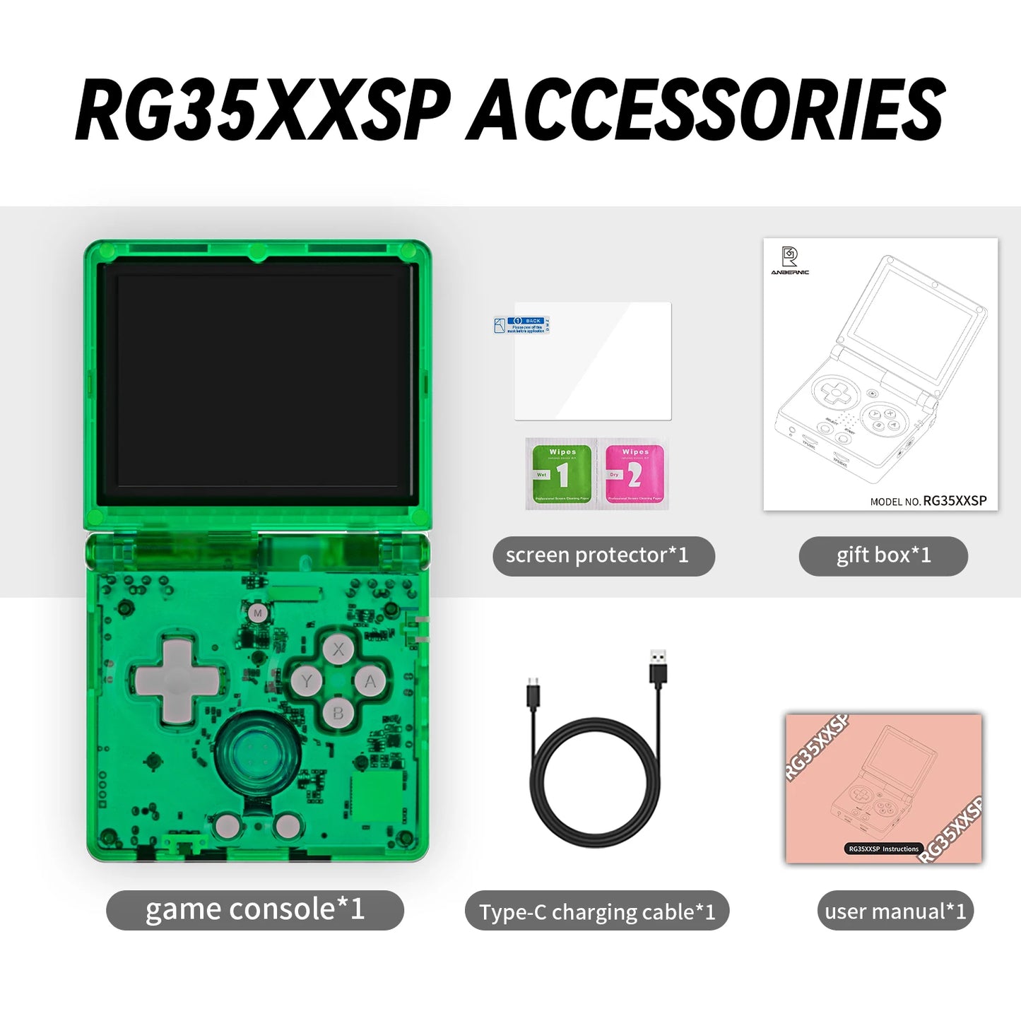 ANBERNIC RG35XXSP Retro Handheld Game Console 3.5-inch IPS Screen 3300mAh Battery Supports HDMI-TV Out and Bluetooth 4.2 5K Game