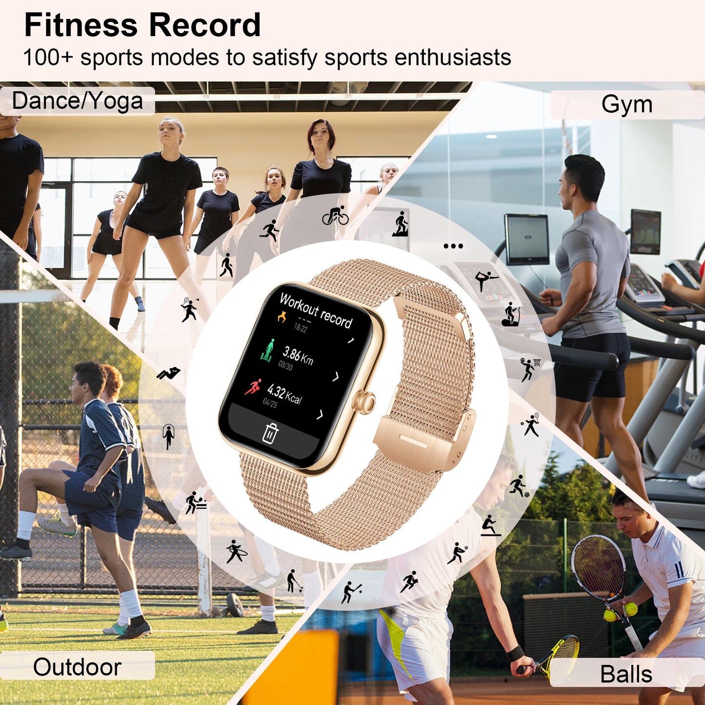 1.85"Smart Watch for Women/Men (Answer/Make Calls)Fitness Tracker Watch for iPhone/Android Phones, Pedometer, QR Code Payment/Sp