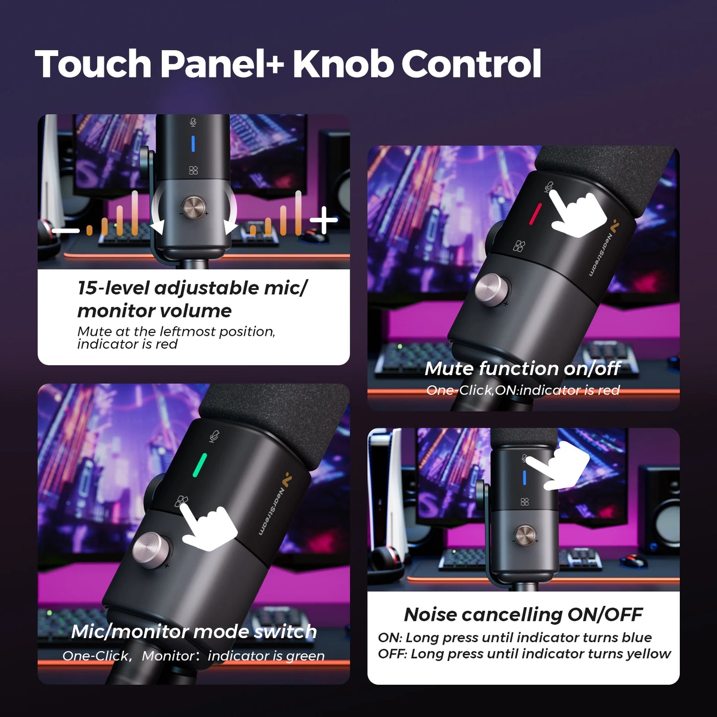 NearStream Professional Microphone pc USB XLR Condenser Mic Boom Arm US Local ShippingPlug-and-Play for Streaming Podcast Studio