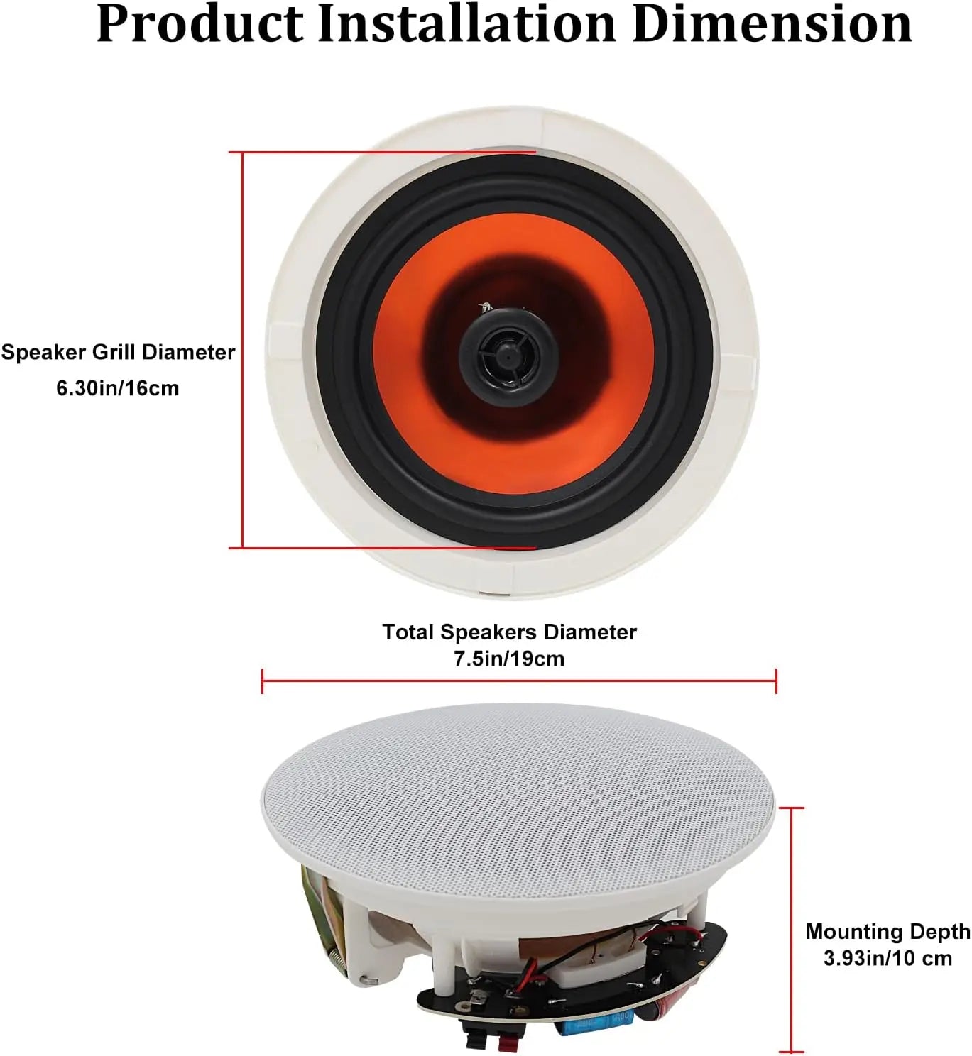 Herdio 4PCS 6.5" 4PCS Bluetooth In Ceiling Speakers 600W 2-Way Flush Mount Speakers System With Wall Amplifier Receiver For Home