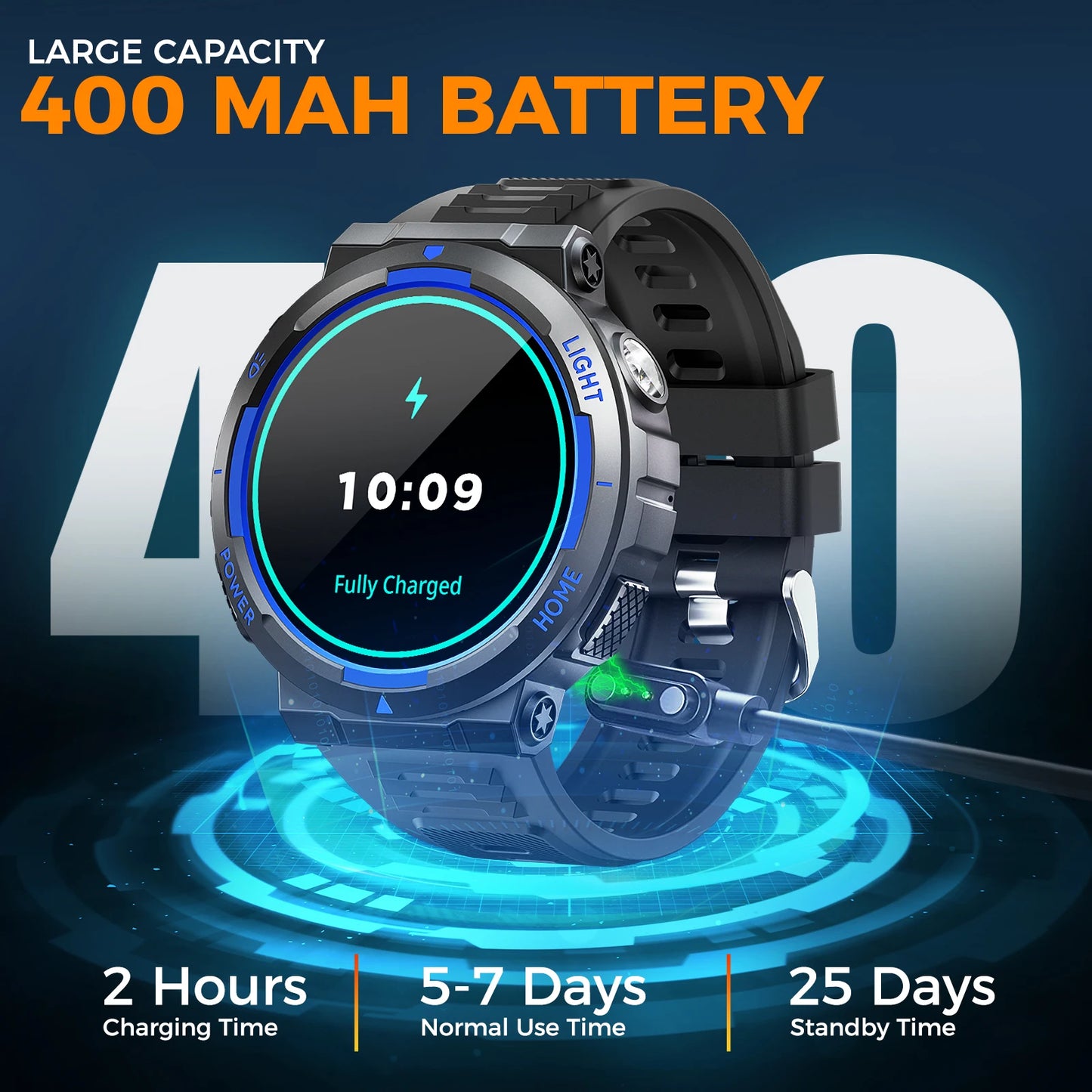 EIGIIS Military Smart Watches for men with LED Flashlight 1.53" IPS Screen Bluetooth Call with 100+ Sports Modes Fitness Tracker