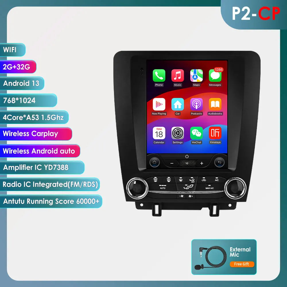 9.7"Carplay Android-auto Car radio GPS Stereo for FORD Mustang 2010-2014 multimedia Video player car intelligent systems 4G+wifi