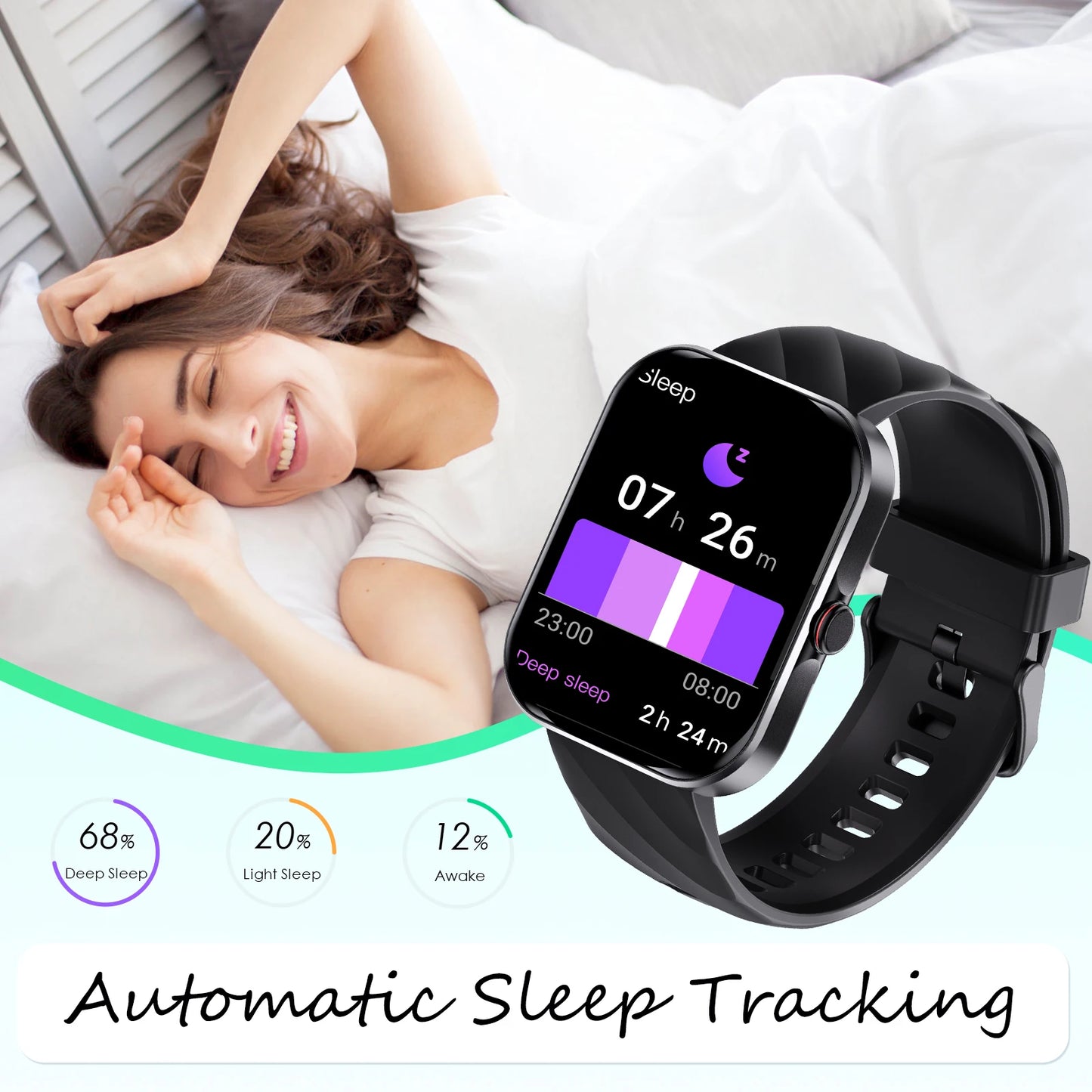 LaNikar Smart Watches 1.91”Fitness Tracker with Heart Rate Sleep Monitor Full Touch Screen Compatible with iPhone Android Phones