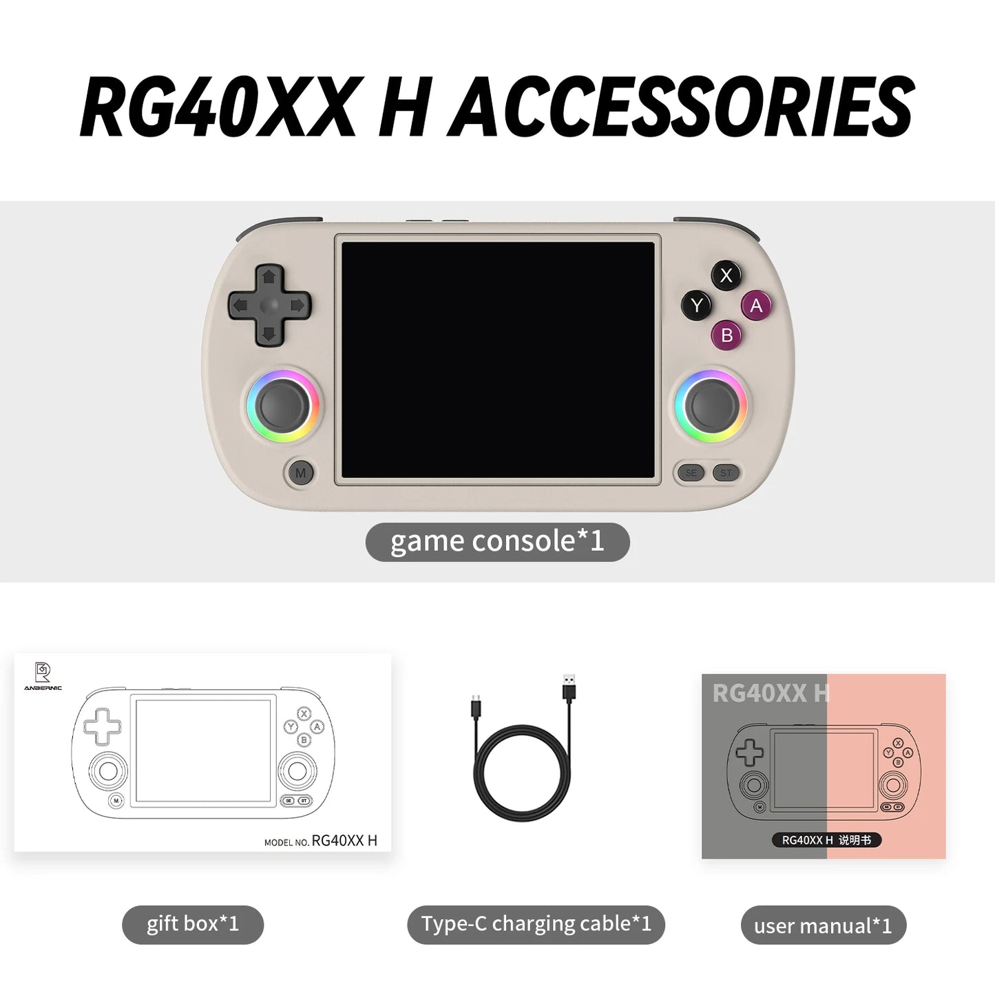 AMPOWN ANBERNIC RG40XX H Handheld Game Console Portable Retro Video Game Consoles Linux System Joystick Effect Consoladores