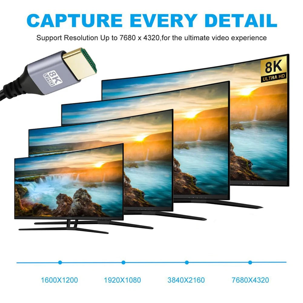 90 Degree Male To Male Cable 8K 60HZ 4K 120Hz HDMI-Compatible 2.1 Cable Cord Left/Right/UP/Down Angle for HD TV PS4 PS3 Xbox One