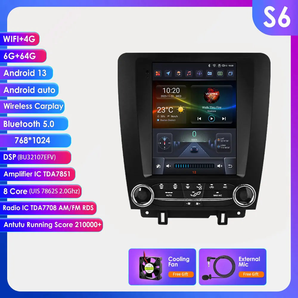 9.7"Carplay Android-auto Car radio GPS Stereo for FORD Mustang 2010-2014 multimedia Video player car intelligent systems 4G+wifi