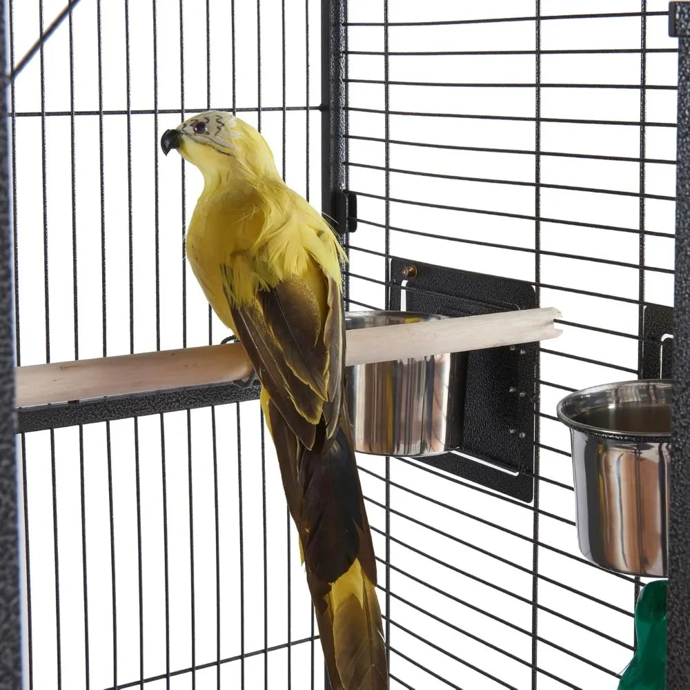 Large Bird Cages Parrot Cage Wide Flight Metal Animal Cage for Budgie Parakeet Conure with Rolling Stand Wheels (69 inch Height
