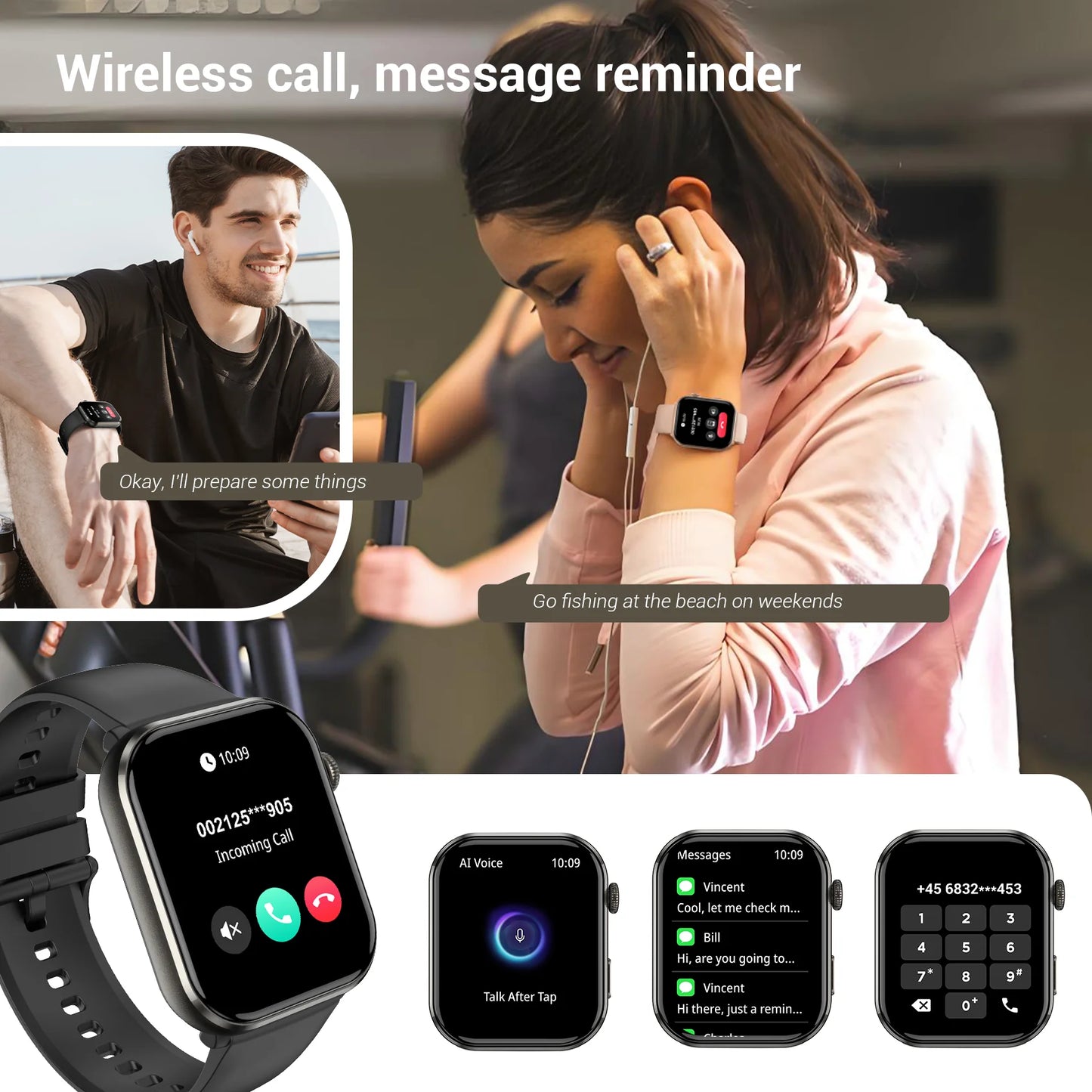 2025 Blackview R60 Smartwatch 1.96‘’ AMOLED HD Display for Men Women Health Fitness Bluetooth Monitoring Sport Smart Watch