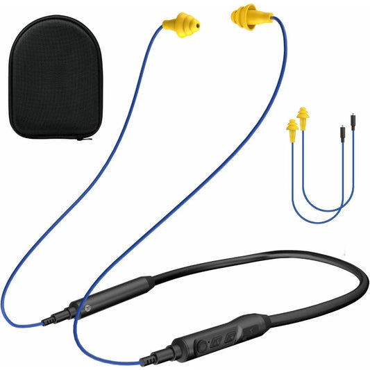 Bluetooth Neckband Earplugs, 29dB Noise Reduction, 19+ Hr Battery, Safety Earbuds for Lawn Mowing/DIY, Includes Replacement Buds