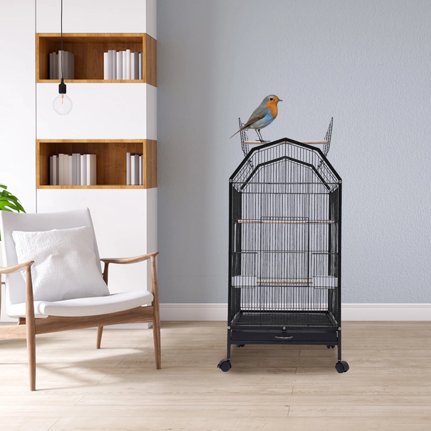 6.9in Large Bird Cage Iron Large Outdoor Parrot Cage for Parrot Finch Cage Macaw Cockatoo Flight Cages Large Finch Bird Cage wit