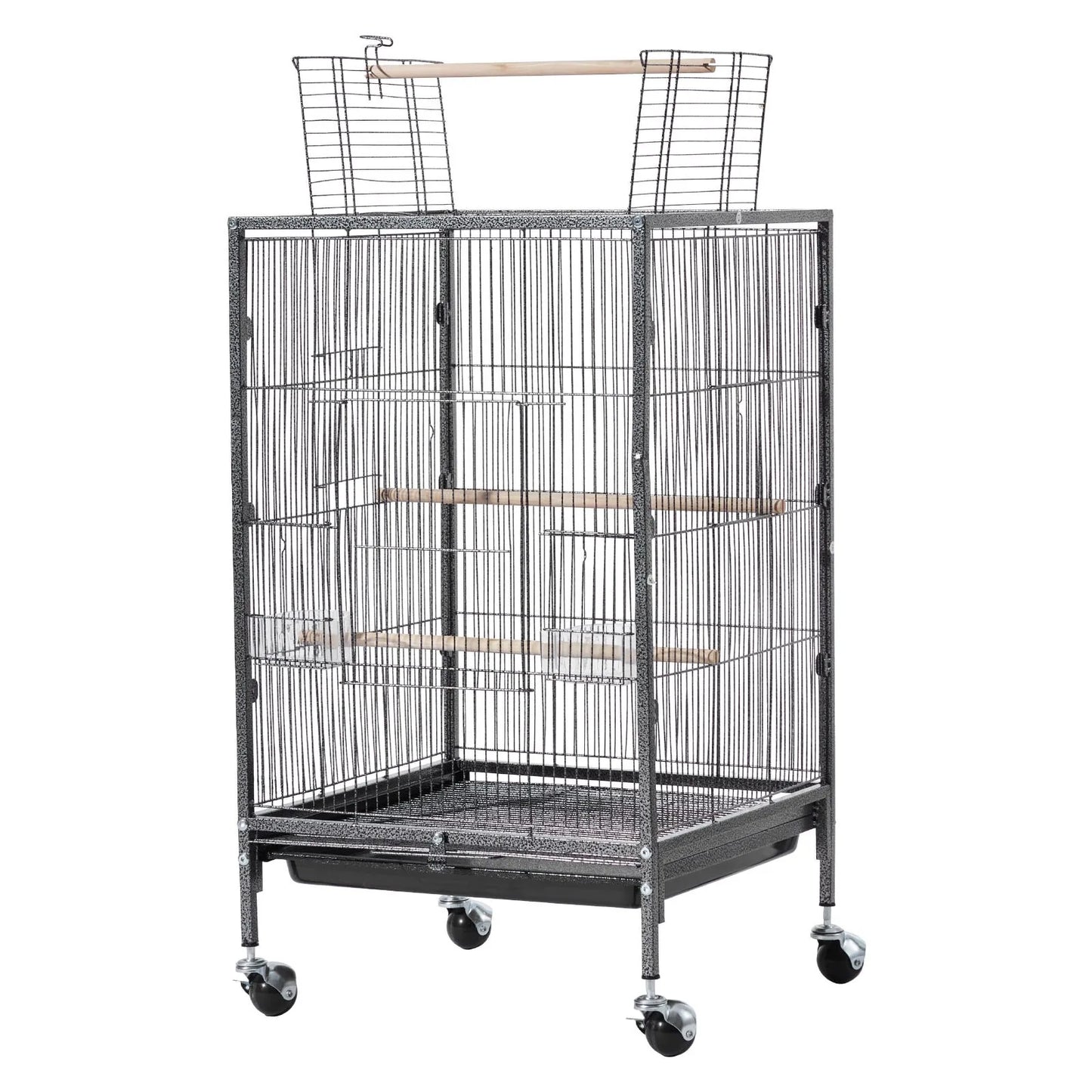 Bird Cage with Open Flat Top, 18 x 18 x 30 inch, Wrought Iron Design
